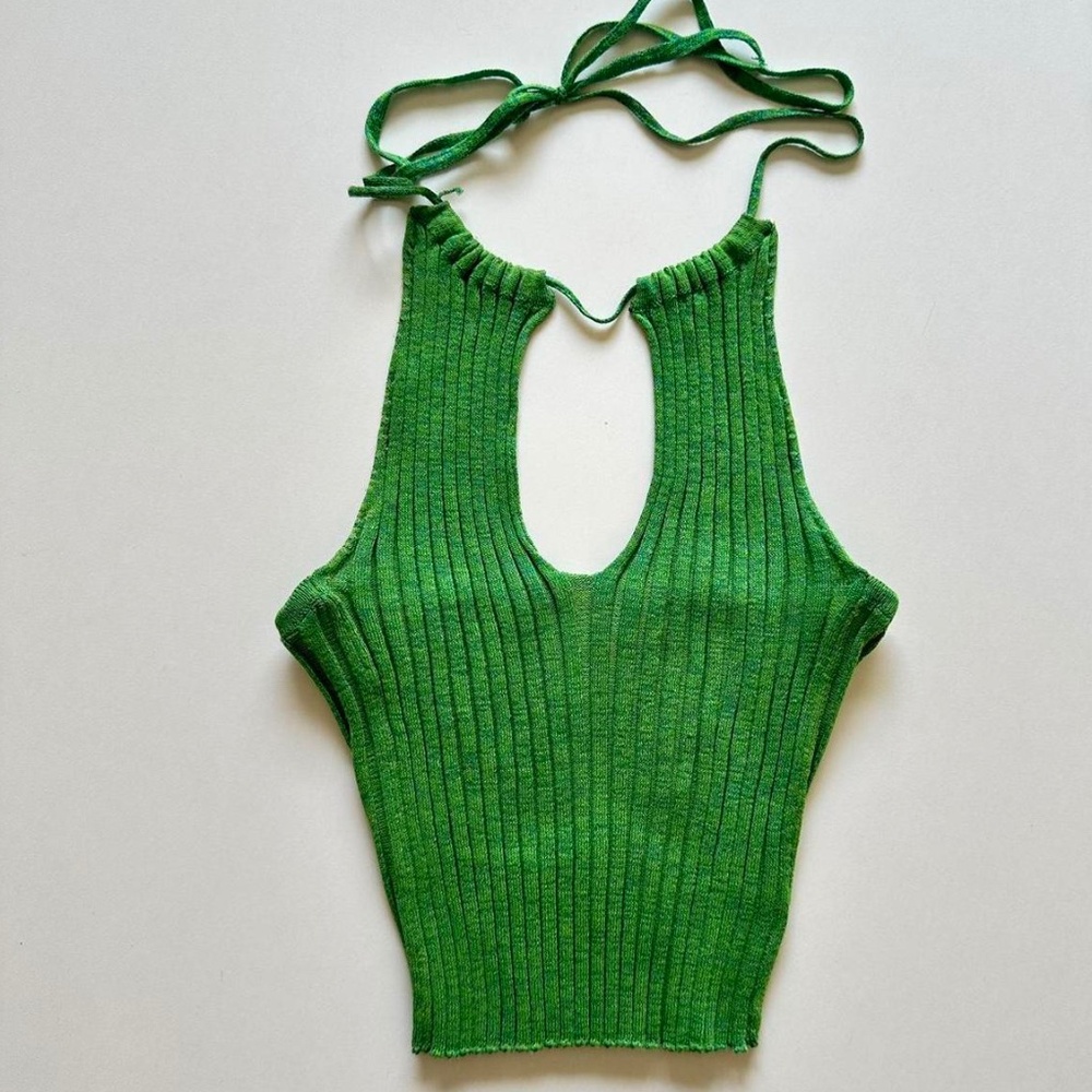 Paloma Wool green knit stretchy halter